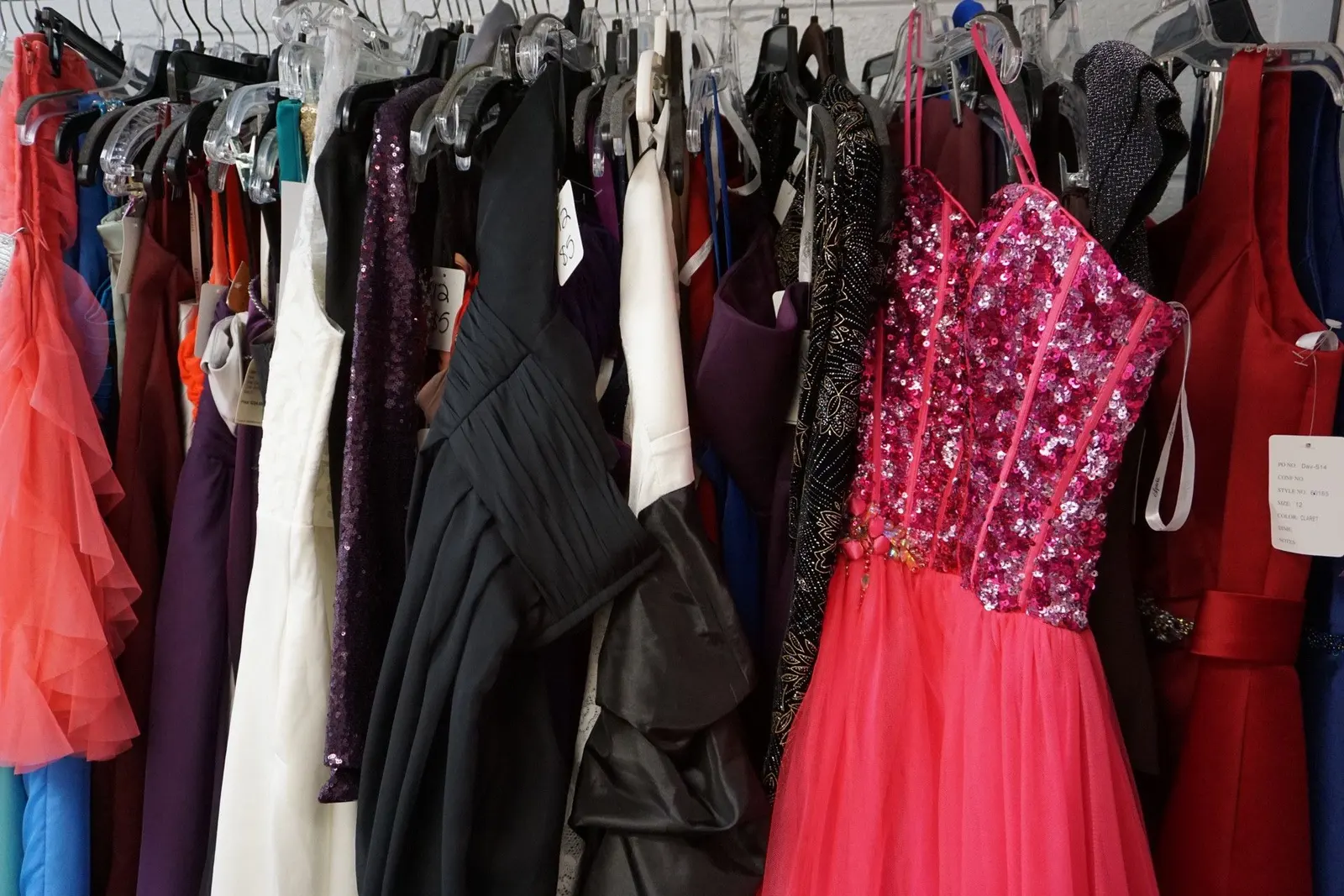 Formal dresses in the clothing section