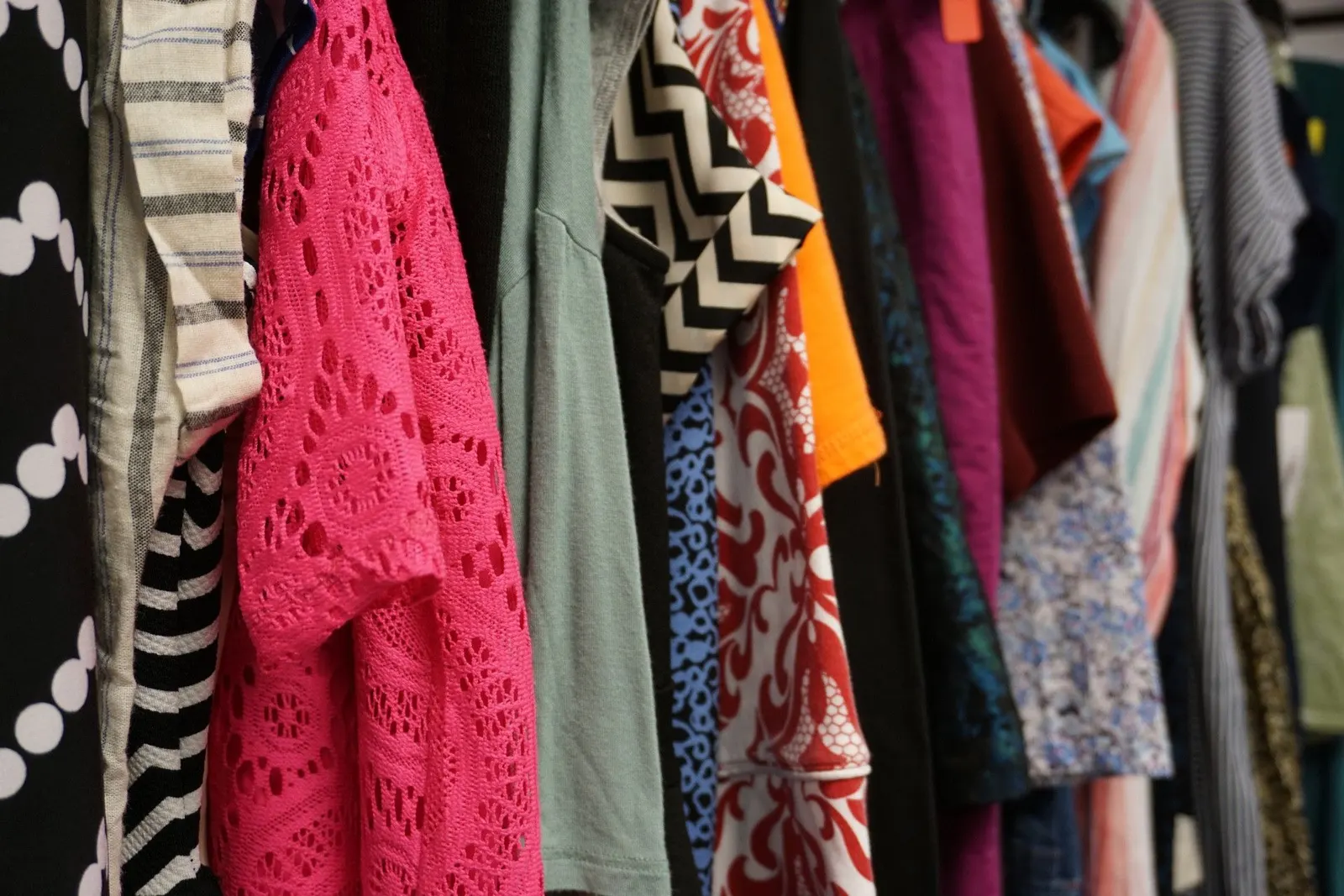 Colorful tops in the women's section