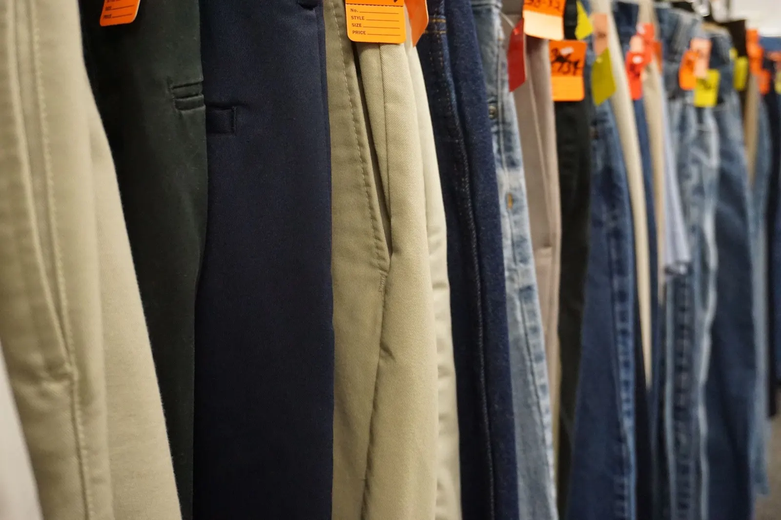 Jeans and khakis ready to shop